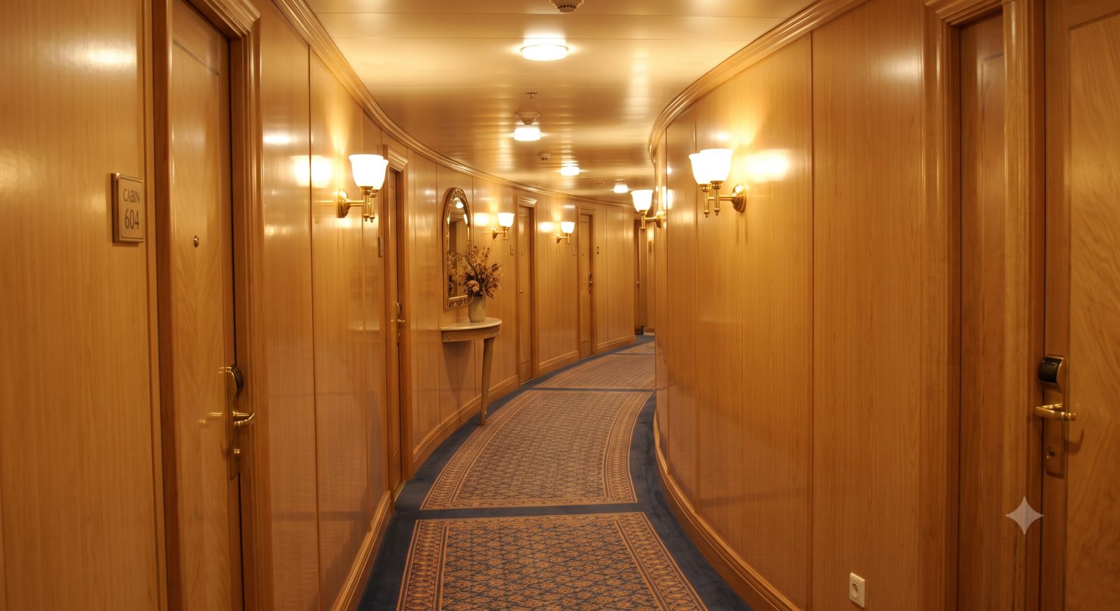 Les boiseries de la bibliothèque du Queen Mary 2, en 2003. Il ne l'avait dit à personne.